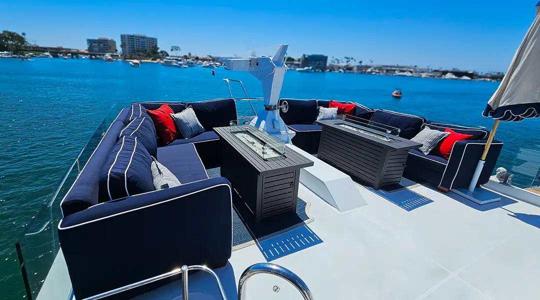 Full Circle Yacht remodeled top deck seating for private events