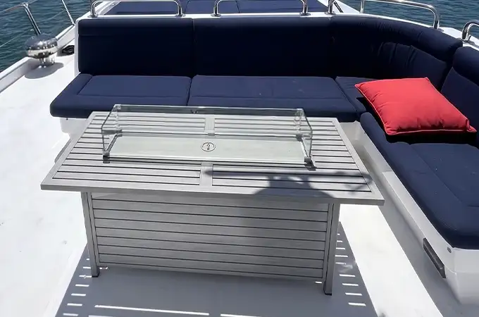 Yacht dining and lounge amenities